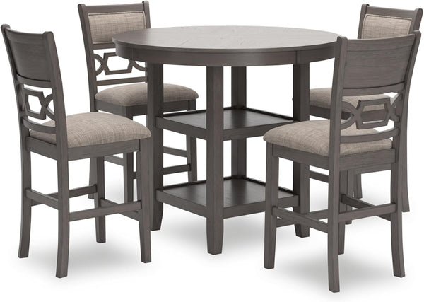 Counter Height Dining Table Set with 4 Upholstered Bar Stools
