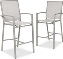 Outdoor Bar Stools Set of 2 – All-Weather Mesh with Armrest