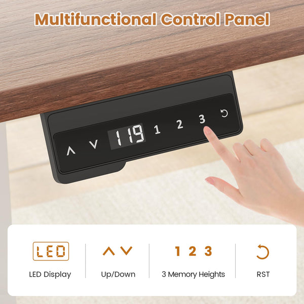 L-Shaped Standing Desk with Storage Drawers & Power Outlets
