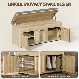 Lift Top Shoe Storage Bench with Cushioned Seat