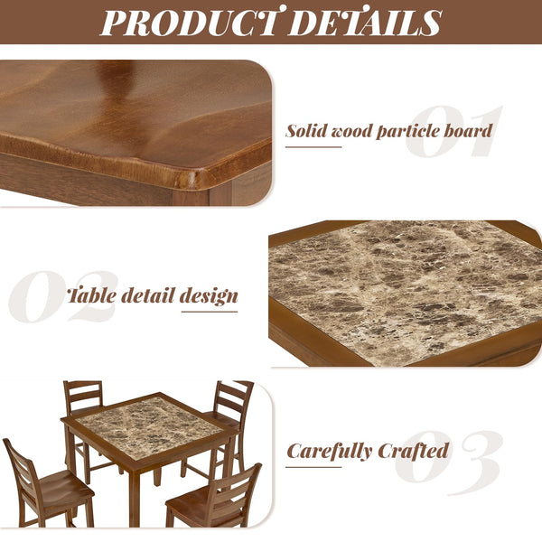 Counter Height Dining Table Set with 4 Chairs – 5-Piece Bar-Style Breakfast Set for Small Spaces