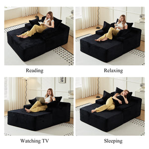 Corduroy Chaise Lounge Sofa Bed – 67 Inch Deep Seat Sleeper Couch