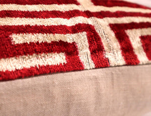 Velvet Throw Pillow with Down Feather Insert – Geometric Pattern, 16"x24"