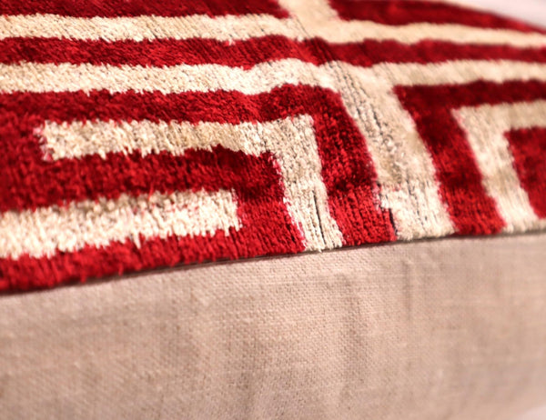 Velvet Throw Pillow with Down Feather Insert – Geometric Pattern, 16"x24"