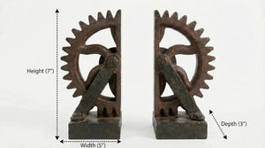 Steampunk Gymnastic Men Bookends – Resin Bronze Finish, 1 Pair