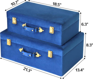 Velvet Storage Trunk Set of 2 with Gold Hardware