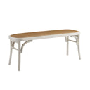 White Bentwood Bench with Rattan Seat