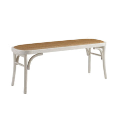 White Bentwood Bench with Rattan Seat