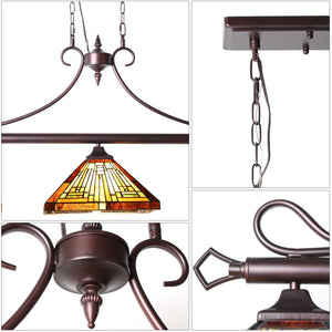 Tiffany Stained Glass 3-Light Pendant Chandelier
