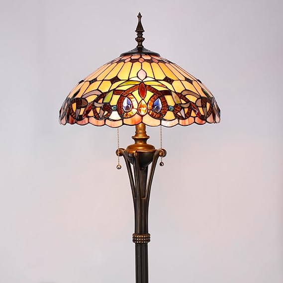 Tiffany Stained Glass Floor Lamp, 16"W x 70"H