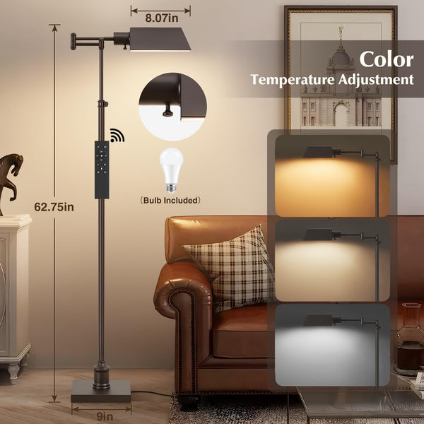 Height Adjustable Pharmacy Floor Lamp with Swing Arm