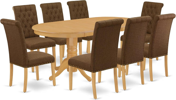 5-Piece Butterfly Leaf Oval Dining Set with Upholstered Chairs