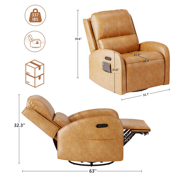 Power Recliner Chair with Headrest, Lumbar Support & Charging Ports