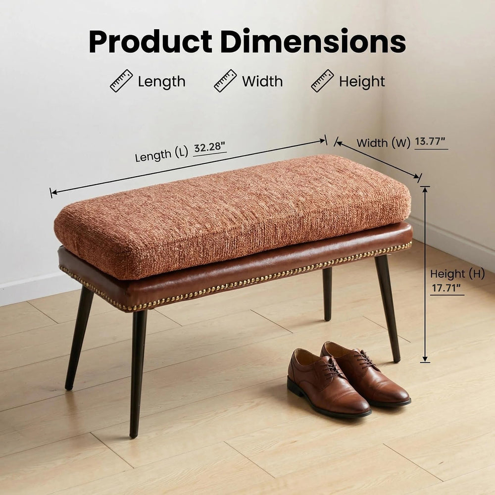 32" Retro Upholstered Entryway Bench