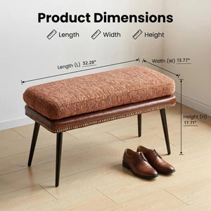 32" Retro Upholstered Entryway Bench
