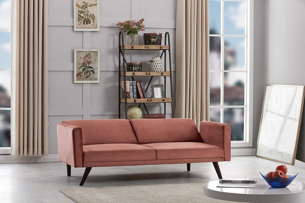 Retro Velvet Convertible Futon Sofa Bed