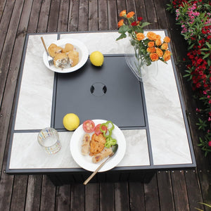 Rectangular Propane Fire Pit Table with Ceramic Tabletop