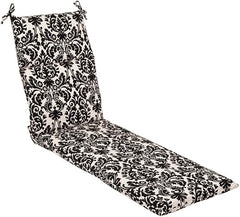 Outdoor Chaise Lounge Cushion with Ties – Damask Pattern, Weather & Fade Resistant