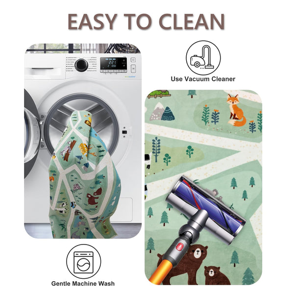 Zoo Animal Kids Area Rug – Playroom & Bedroom Floor Mat