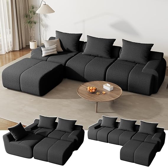 114" Modular Sectional Sofa with Ottoman