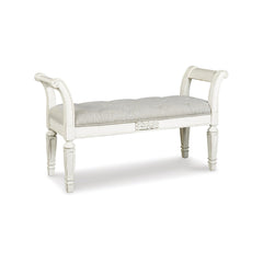 French Country Tufted Accent Bench – Antique White
