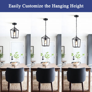 Farmhouse Pendant Lights 2-Pack – Metal Cage Ceiling Hanging Lamps