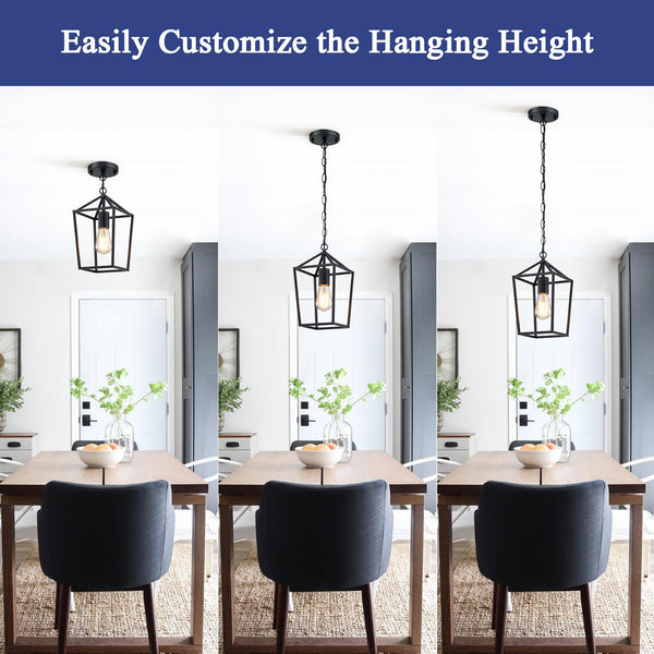 Farmhouse Pendant Lights 2-Pack – Metal Cage Ceiling Hanging Lamps