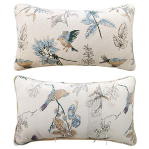 King Size Pillow Shams Set of 2 – Cotton Farmhouse Birds Print