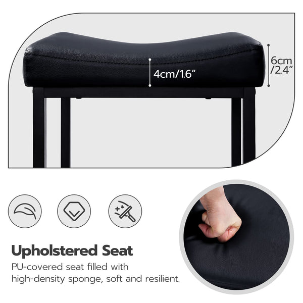 Counter Height Bar Stools with PU Leather Saddle Seat — Set of 2, 3, or 4