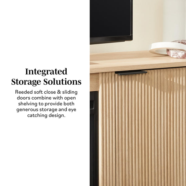 70" Reeded Fireplace TV Stand – Coastal Oak