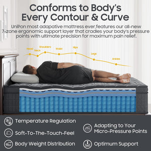 14-Inch Hybrid Mattress – Queen & King | Euro Top, Pocketed Coil, Cotton Fill