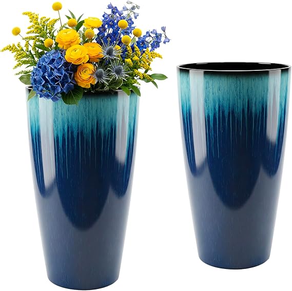 21-Inch Tall Planter Set of 2 – Indoor & Outdoor Large Plant Pots