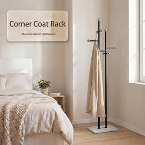 Heavy Duty Freestanding Coat Rack with Marble Base & 14 Hooks