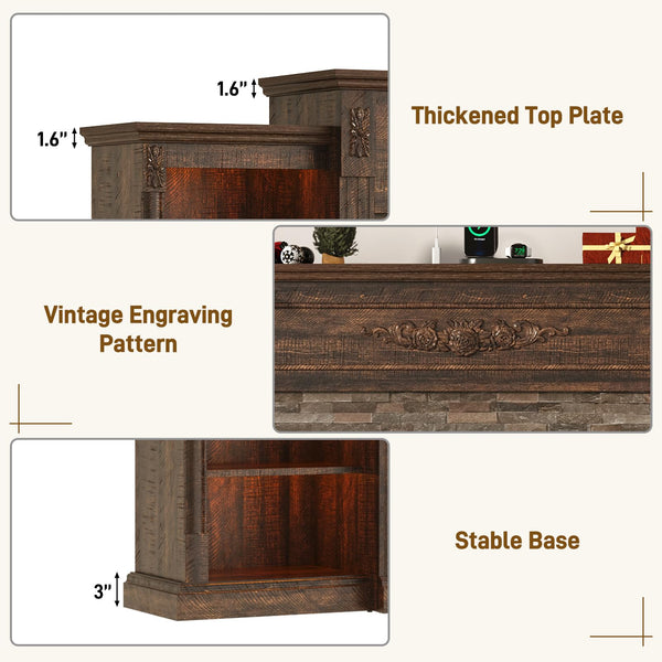 85" Farmhouse TV Stand with 36" Electric Fireplace – Fits TVs Up to 95"