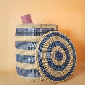 African Woven Wicker Storage Basket with Lid