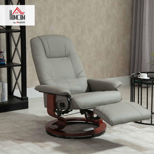 Faux Leather Swivel Recliner Chair with Footrest