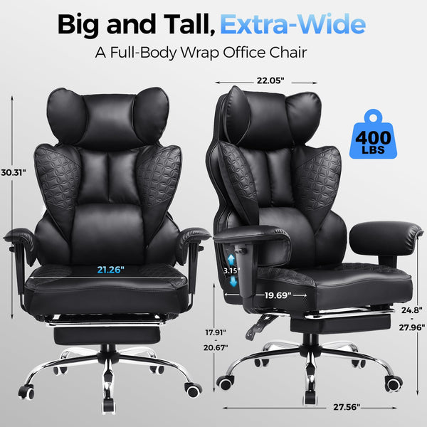 High-Back Ergonomic Office Chair – Reclining, Footrest & Pocket Spring Lumbar Support