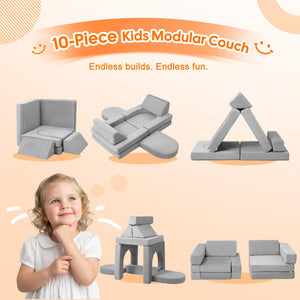 10-Piece Modular Kids Play Couch