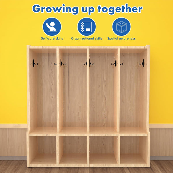 4-Section Kids Coat Locker with Bench