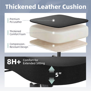 Ergonomic Office Chair with Lumbar Support, Mesh Back & PU Leather Seat