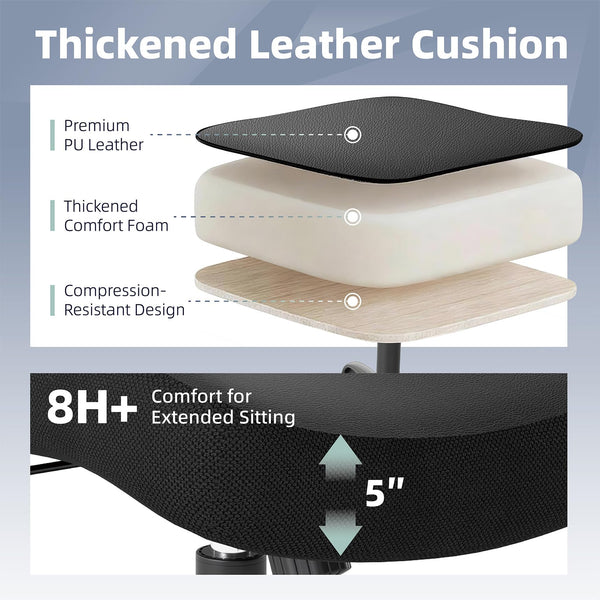 Ergonomic Office Chair with Lumbar Support, Mesh Back & PU Leather Seat