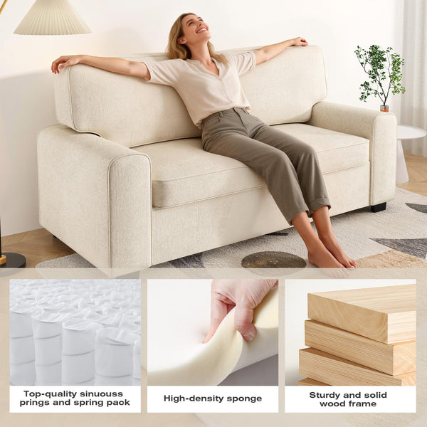 69.6" Modern Chenille Loveseat Sofa with Solid Wood Frame