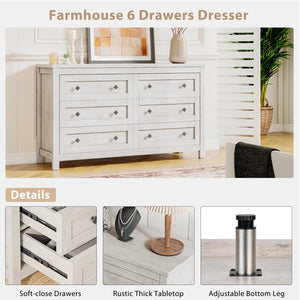 4-Piece Farmhouse Bedroom Dresser Set with Nightstands – Rustic White