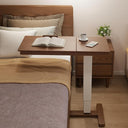 Muwuele Solid Wood Overbed Bedside Table with Wheels, Adjustable Medical Tilt Top Hospital Bed Table Over The Bed, Rolling Laptop Desk, Mobile Standing Desk for Hospital and Home Use (Natural)