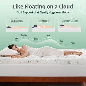 3 Inch Cooling Mattress Topper with Bamboo Viscose Cover & Memory Foam Fill