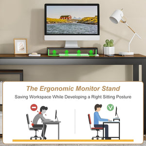 55-Inch L-Shaped Computer Desk with Drawers & Storage Shelves