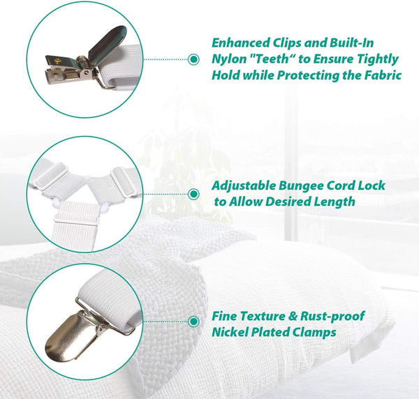 Triangle Bed Sheet Fasteners Adjustable Elastic Mattress Straps Clips