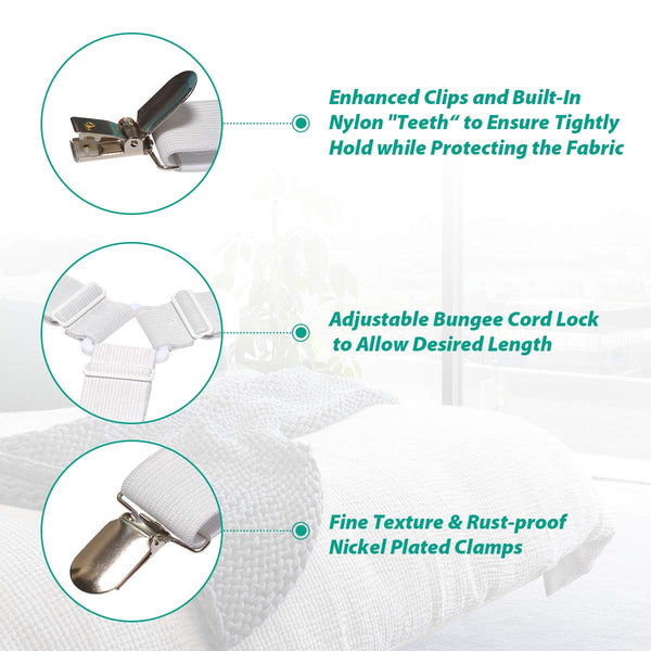 Triangle Bed Sheet Fasteners Adjustable Elastic Mattress Straps Clips