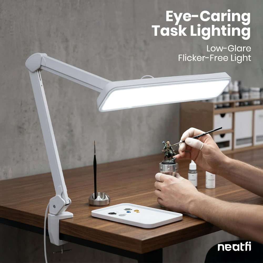 30W LED Desk Lamp with Clamp — 2,500 Lumens, 22" Wide Shade