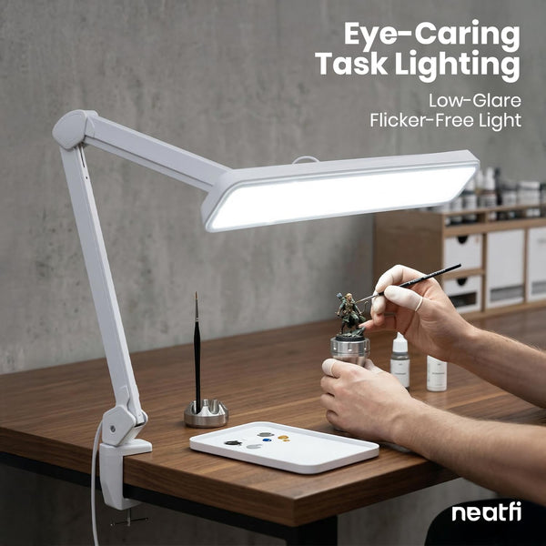 30W LED Desk Lamp with Clamp — 2,500 Lumens, 22" Wide Shade